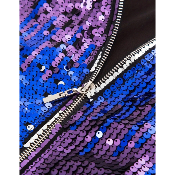 Purple and Blue Sequins Zip Up Jacket - Picture 4 of 7
